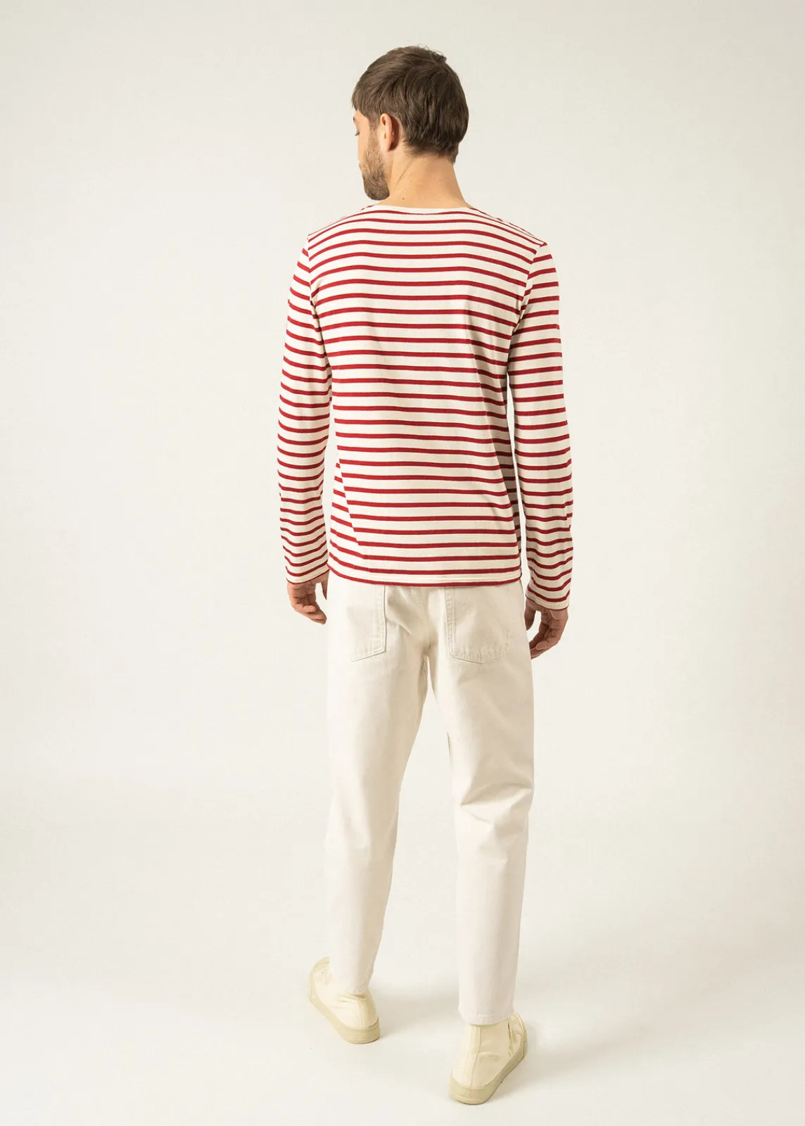 Saint James Sailor Striped Shirts|Sailor Striped Shirts*Minquiers unisex striped sailor shirt Ecru/persan