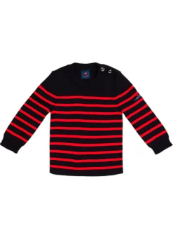 Saint James Sailor Jumpers*Moussaillon striped sailor jumper for babies Navy/rouge