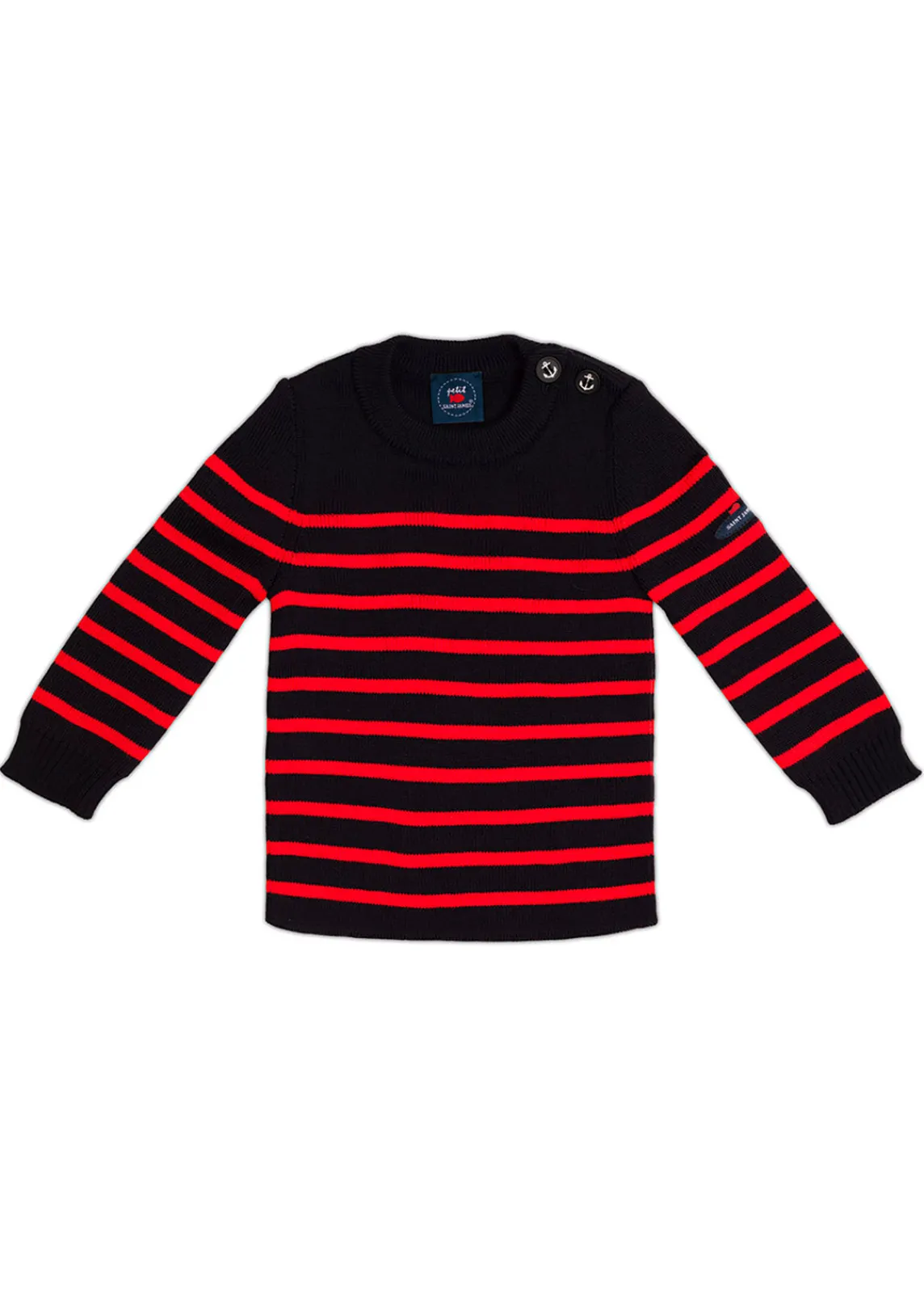 Saint James Sailor Jumpers*Moussaillon striped sailor jumper for babies Navy/rouge