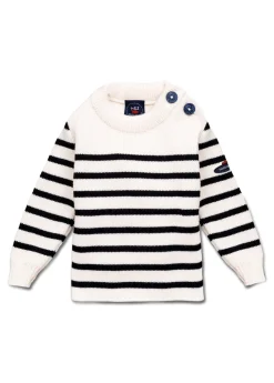 Saint James Sailor Jumpers*Moussaillon striped sailor jumper for babies Ecume/navy