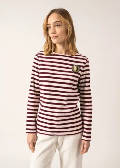 Saint James Sailor Striped Shirts*Méridame Campus Breton Shirt Ecume/prune