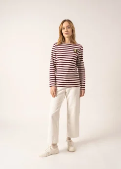 Saint James Sailor Striped Shirts*Méridame Campus Breton Shirt Ecume/prune