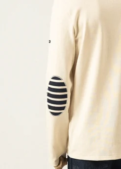 Saint James Sailor Striped Shirts|Sailor Striped Shirts*Méridien iconic sailor shirt with striped elbow patches Ecru/navy/ecru