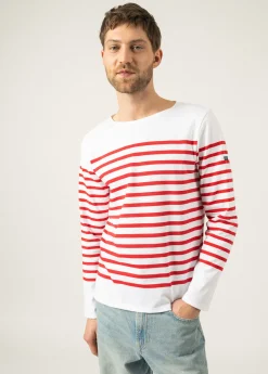 Saint James Sailor Striped Shirts*Naval authentic striped sailor shirt Neige/tulipe
