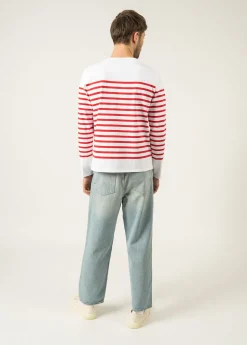 Saint James Sailor Striped Shirts*Naval authentic striped sailor shirt Neige/tulipe