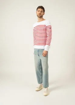 Saint James Sailor Striped Shirts*Naval authentic striped sailor shirt Neige/tulipe
