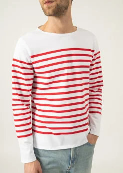 Saint James Sailor Striped Shirts*Naval authentic striped sailor shirt Neige/tulipe
