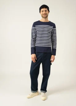 Saint James Sailor Striped Shirts|Sailor Striped Shirts*Naval authentic striped sailor shirt Marine/neige