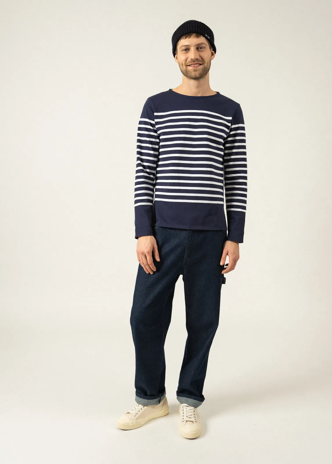 Saint James Sailor Striped Shirts|Sailor Striped Shirts*Naval authentic striped sailor shirt Marine/neige