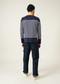 Saint James Sailor Striped Shirts|Sailor Striped Shirts*Naval authentic striped sailor shirt Marine/neige