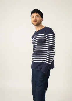 Saint James Sailor Striped Shirts|Sailor Striped Shirts*Naval authentic striped sailor shirt Marine/neige
