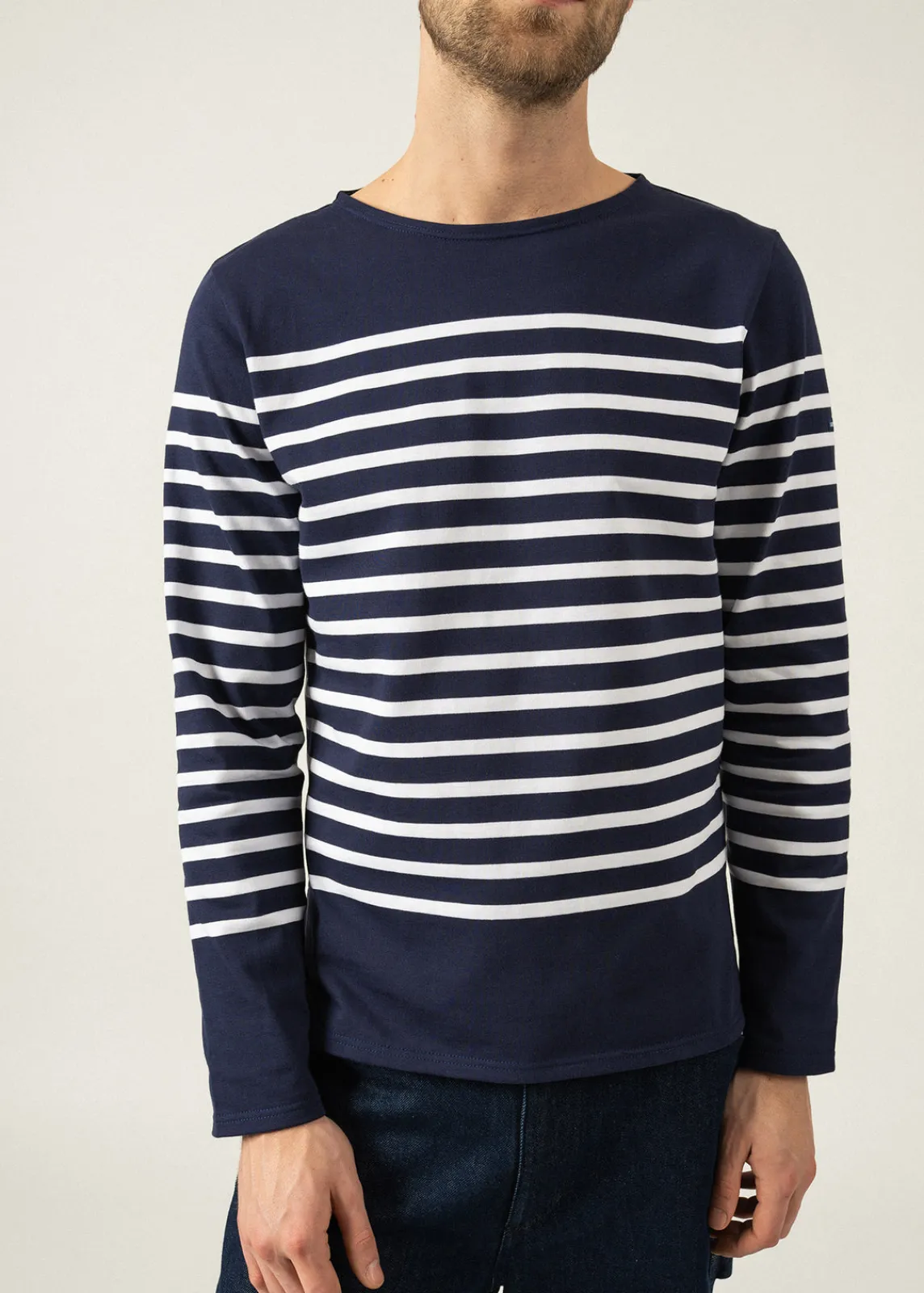 Saint James Sailor Striped Shirts|Sailor Striped Shirts*Naval authentic striped sailor shirt Marine/neige
