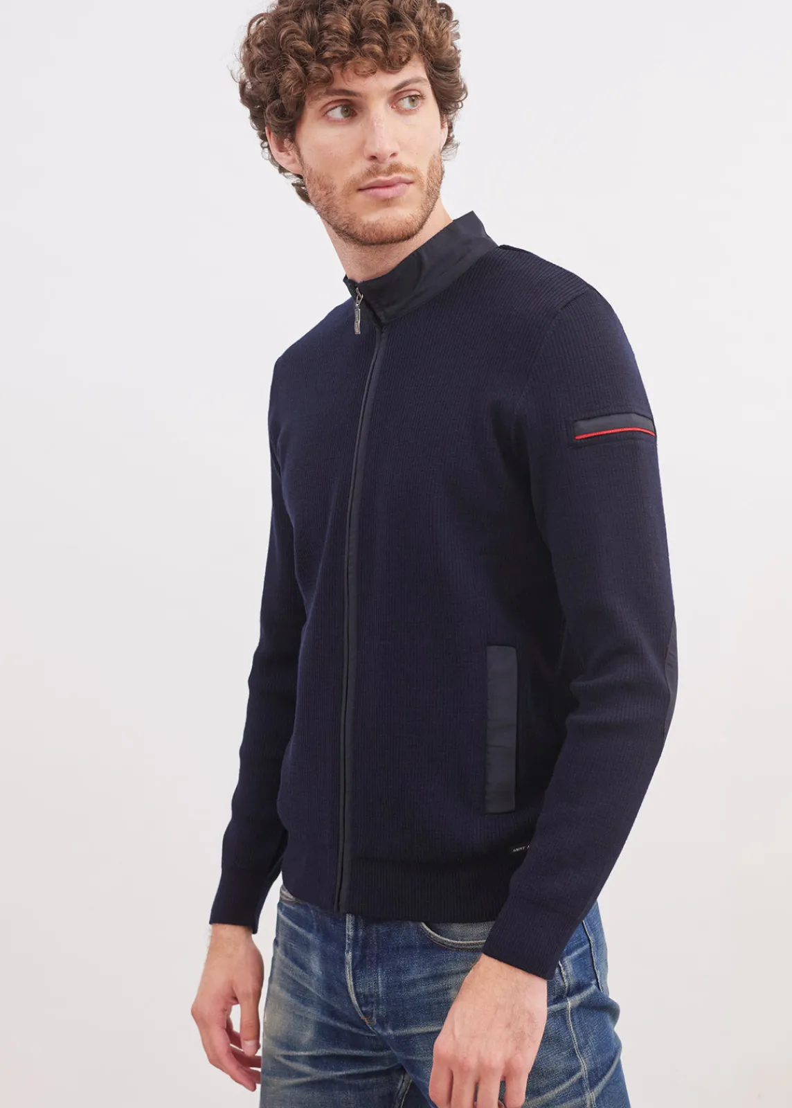 Saint James Jumpers & Cardigans*Navigateur zipped cardigan Navy