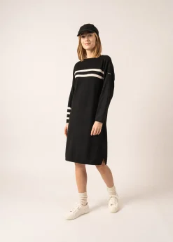 Saint James Dresses & Skirts*Nuage Striped Wool Dress Noir/ecume
