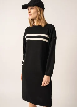 Saint James Dresses & Skirts*Nuage Striped Wool Dress Noir/ecume