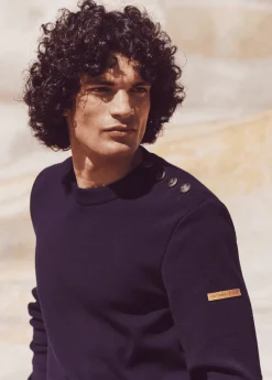 Saint James Sailor Jumpers|Sailor Jumpers*Patrimoine sailor jumper with elbow patches Marine