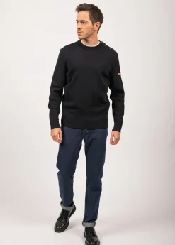 Saint James Sailor Jumpers|Sailor Jumpers*Patrimoine sailor jumper with elbow patches Marine