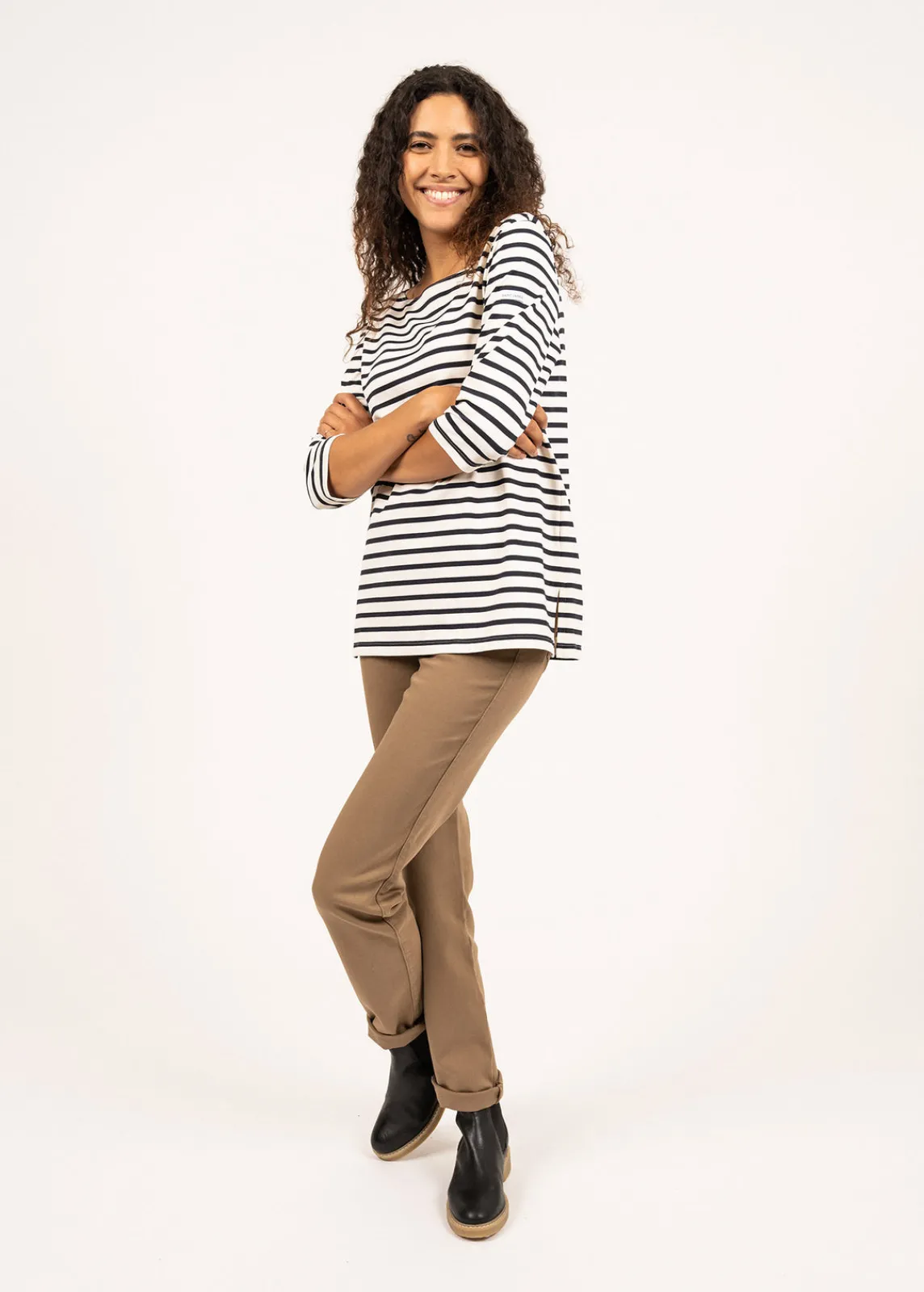 Saint James Sailor Striped Shirts*Phare boat neck striped sailor shirt Neige/navy