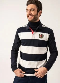 Saint James Polos & T-shirts*Pierrot Rugby-style Striped Polo Shirt Amiral/ecume