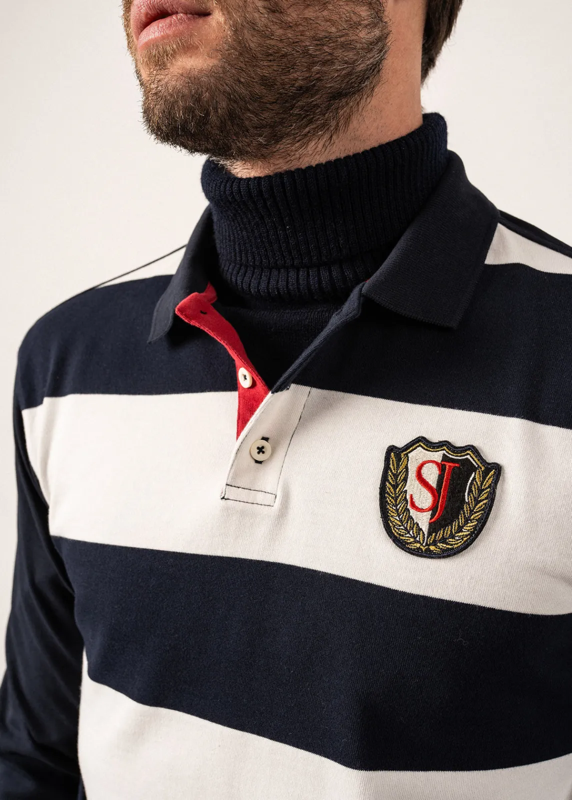 Saint James Polos & T-shirts*Pierrot Rugby-style Striped Polo Shirt Amiral/ecume