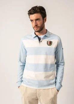 Saint James Polos & T-shirts*Pierrot Rugby-style Striped Polo Shirt Ciel/ecume