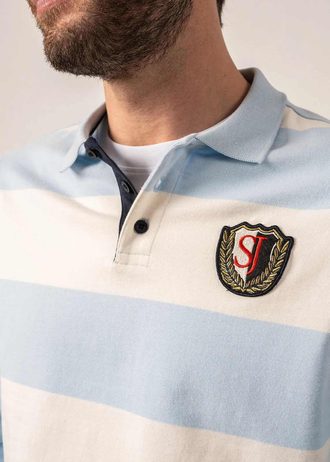 Saint James Polos & T-shirts*Pierrot Rugby-style Striped Polo Shirt Ciel/ecume
