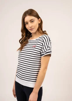 Saint James Tops & Polos*Poppyn's cotton t-shirt Neige/navy