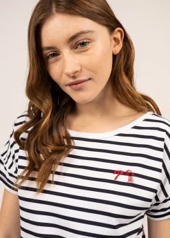 Saint James Tops & Polos*Poppyn's cotton t-shirt Neige/navy