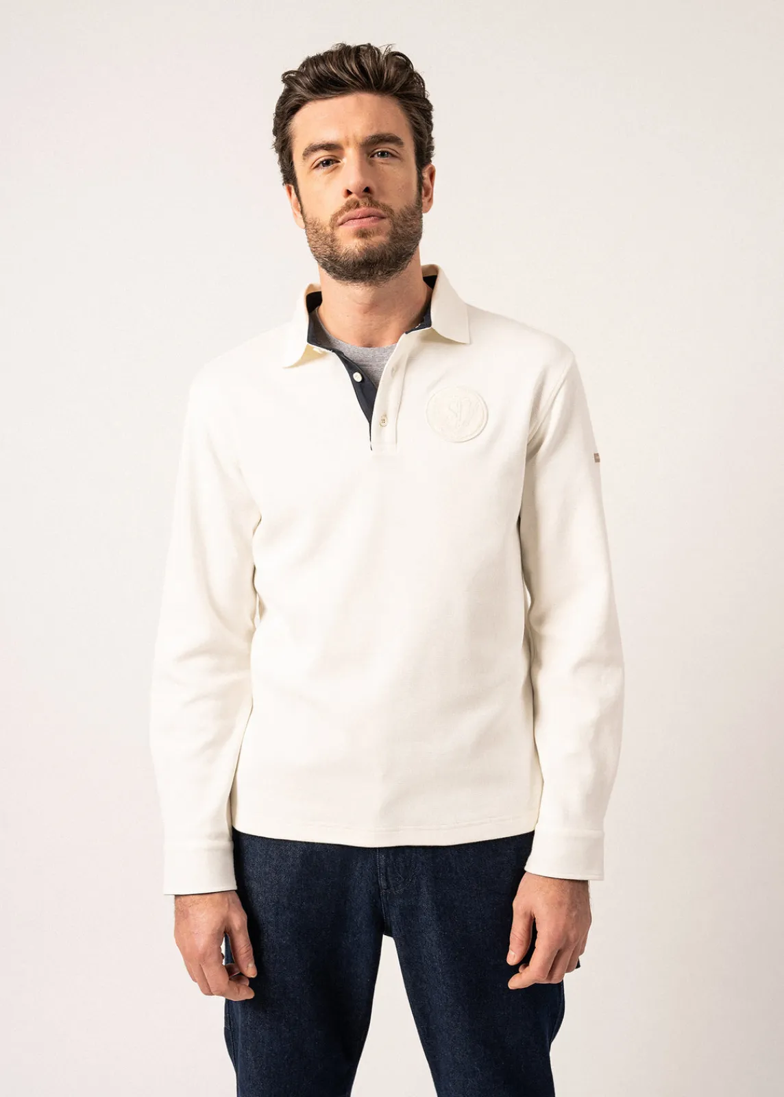 Saint James Polos & T-shirts*Prosper Long-sleeved Polo Shirt Ecume