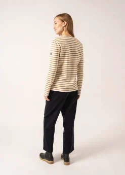 Saint James Sailor Striped Shirts*Puy T-Shirt V-Neck Ecume/or