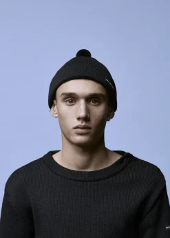 Saint James Accessories*Quatre Hiver bobble hat Noir