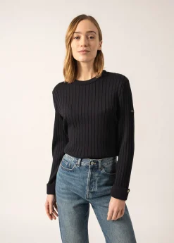 Saint James Jumpers, Cardigans, Jackets*Rivage Flat Ribbed Jumper Navy