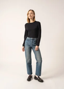 Saint James Jumpers, Cardigans, Jackets*Rivage Flat Ribbed Jumper Navy