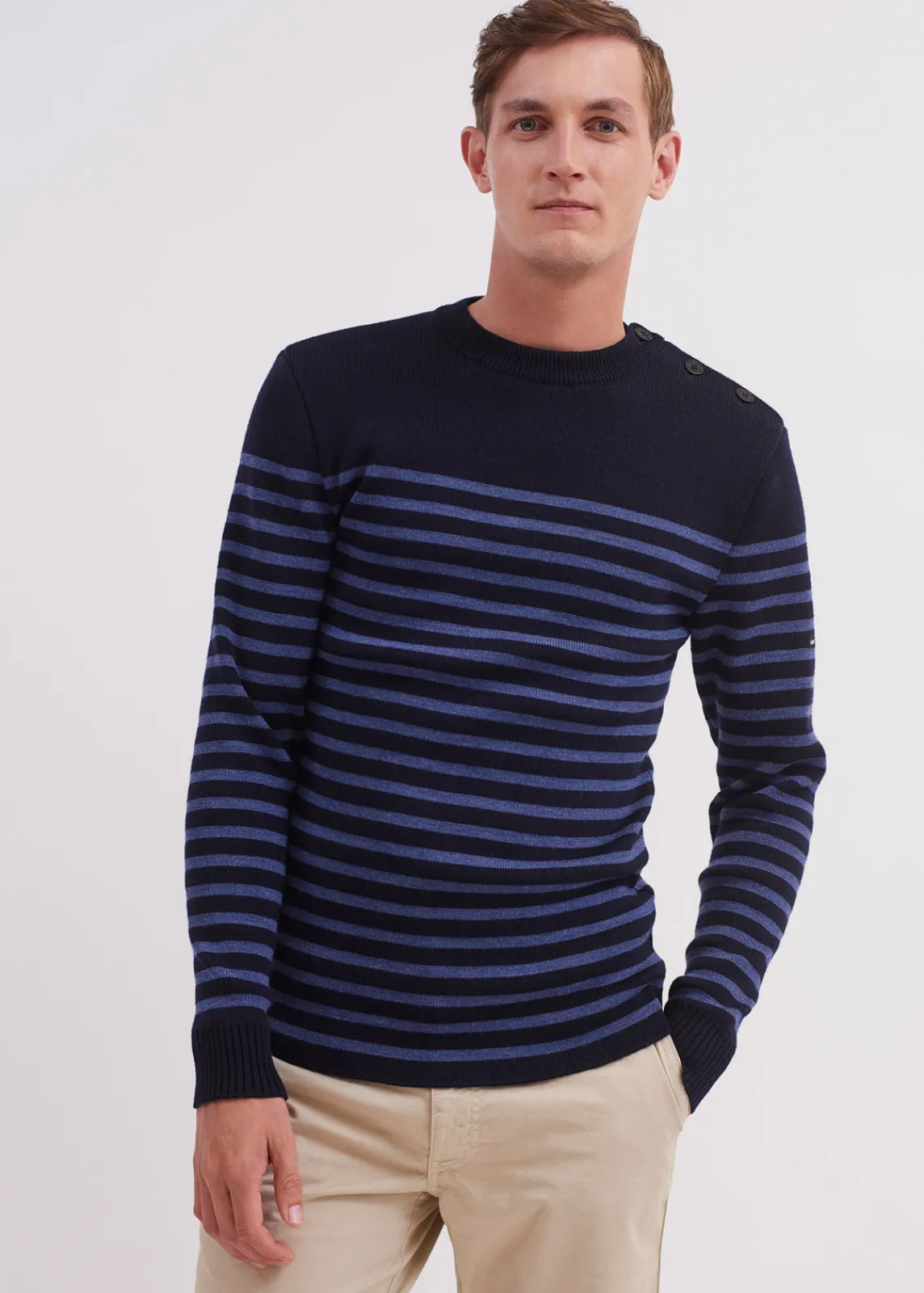 Saint James Sailor Jumpers|Sailor Jumpers*Rochefort striped sailor jumper Navy/jean