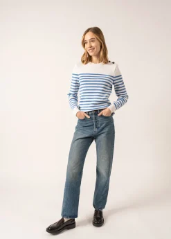Saint James Sailor Jumpers|Sailor Jumpers*Rochefort striped sailor jumper Ecume/oxygene