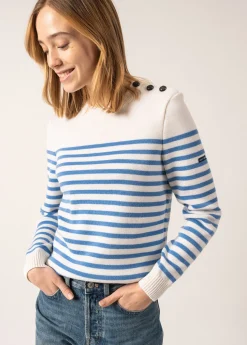 Saint James Sailor Jumpers|Sailor Jumpers*Rochefort striped sailor jumper Ecume/oxygene