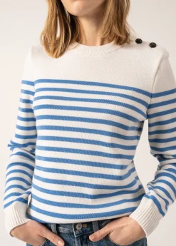 Saint James Sailor Jumpers|Sailor Jumpers*Rochefort striped sailor jumper Ecume/oxygene