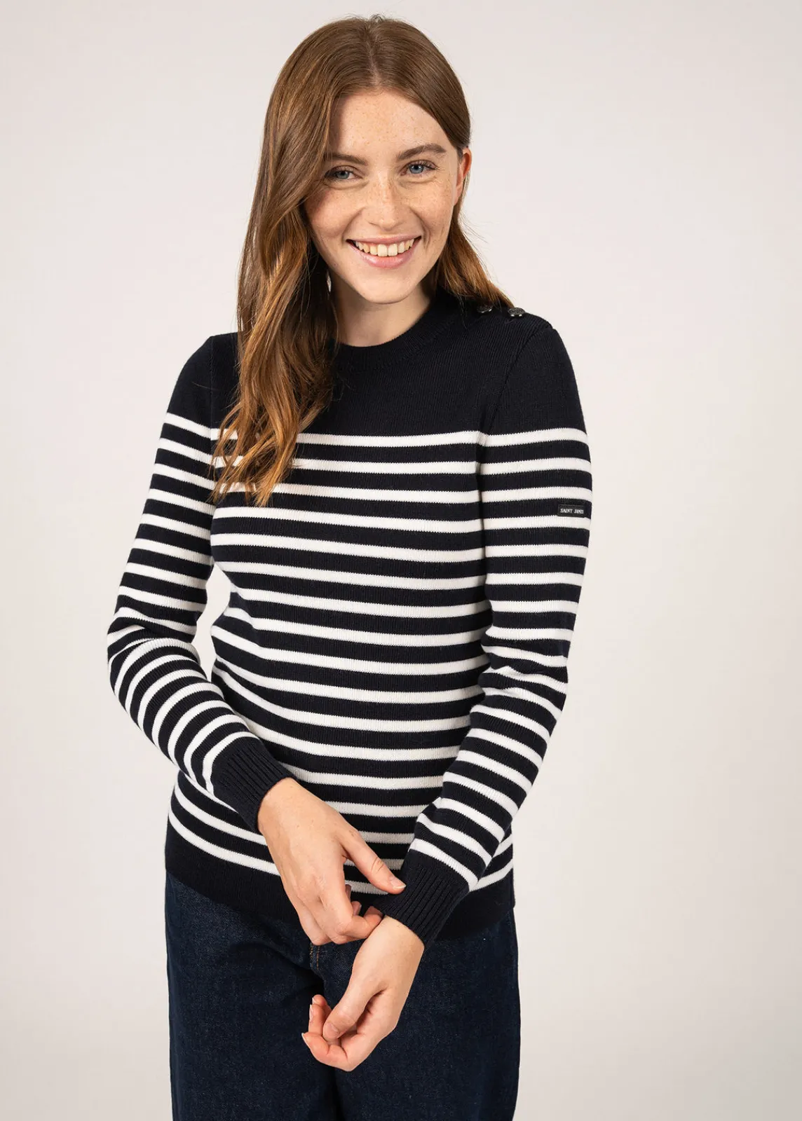 Saint James Sailor Jumpers|Sailor Jumpers*Rochefort striped sailor jumper Navy/ecume