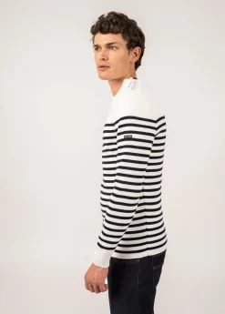 Saint James Sailor Jumpers|Sailor Jumpers*Rochefort striped sailor jumper Ecume/navy