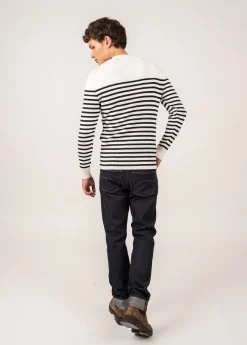 Saint James Sailor Jumpers|Sailor Jumpers*Rochefort striped sailor jumper Ecume/navy