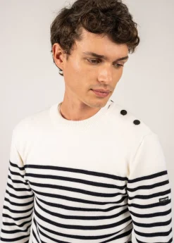 Saint James Sailor Jumpers|Sailor Jumpers*Rochefort striped sailor jumper Ecume/navy