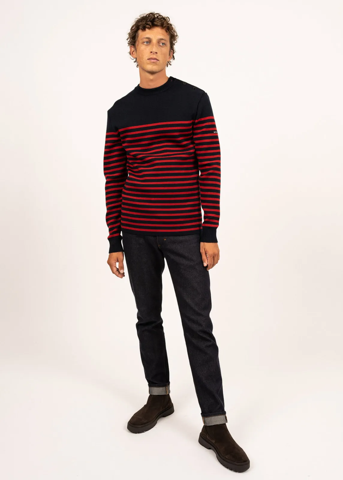 Saint James Sailor Jumpers|Sailor Jumpers*Rochefort striped sailor jumper Navy/medoc