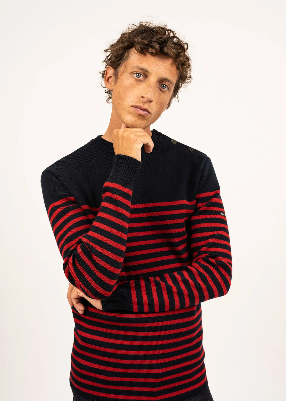 Saint James Sailor Jumpers|Sailor Jumpers*Rochefort striped sailor jumper Navy/medoc