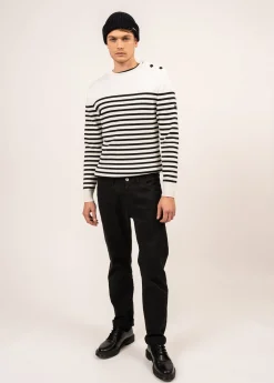 Saint James Sailor Jumpers|Sailor Jumpers*Rochefort striped sailor jumper Ecume/noir