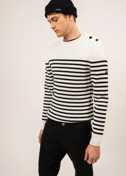 Saint James Sailor Jumpers|Sailor Jumpers*Rochefort striped sailor jumper Ecume/noir