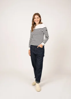Saint James Sailor Jumpers|Sailor Jumpers*Rochefort striped sailor jumper Ecume/navy
