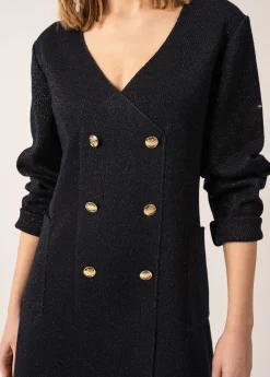 Saint James Dresses & Skirts*Royale Lurex Wool Wrap Dress Navy/champagne