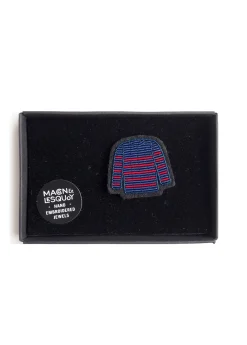 Saint James Brooches*Sailor striped shirt embroidered brooch Bleu/rouge