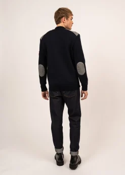 Saint James Jumpers & Cardigans*Serac Arpin zipped jacket in wool and wool cloth Navy