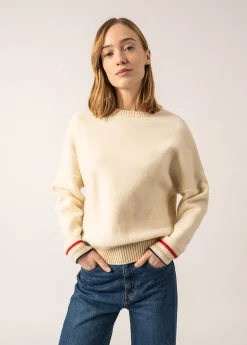 Saint James Jumpers, Cardigans, Jackets*Sélune Sweatshirt-inspired Jumper Ecru